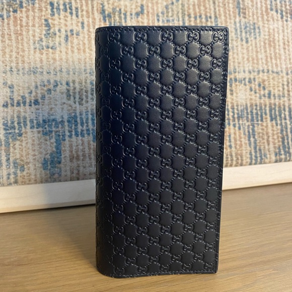 Navy Blue Leather Gucci Long wallet Guccissima - Picture 2 of 6